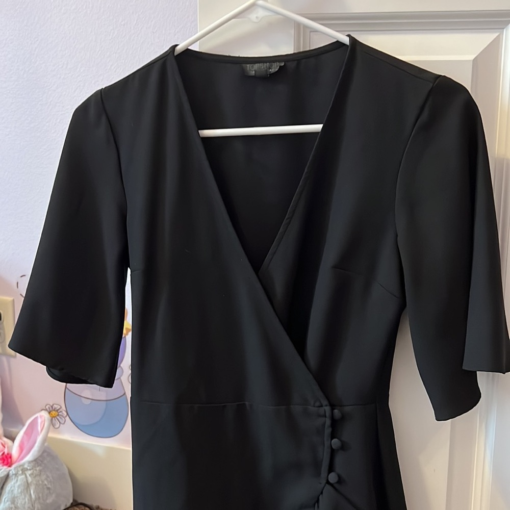 TopShop US 2 black wrap dress. Worn once.